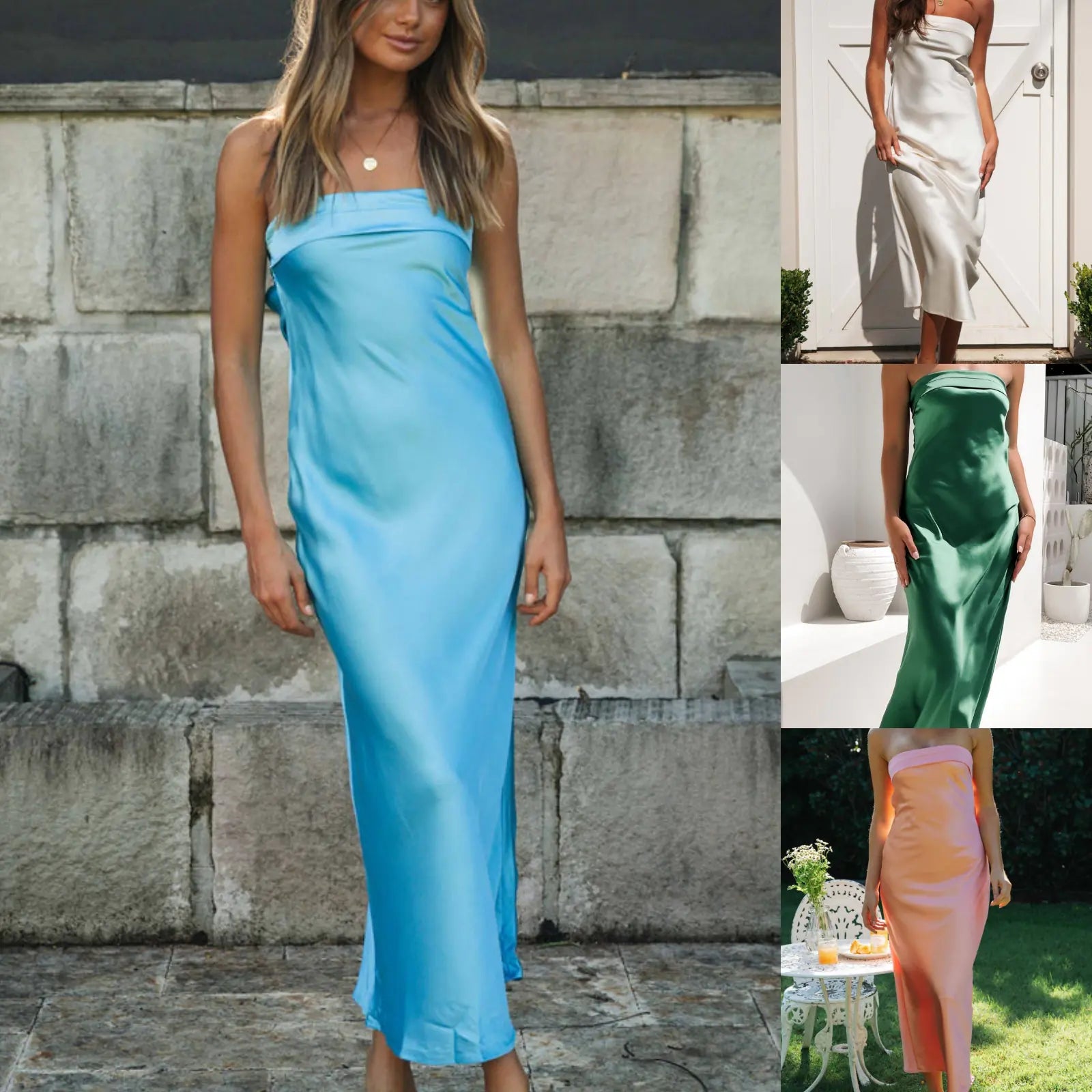Summer Women’s Solid Color Backless Knit Dress