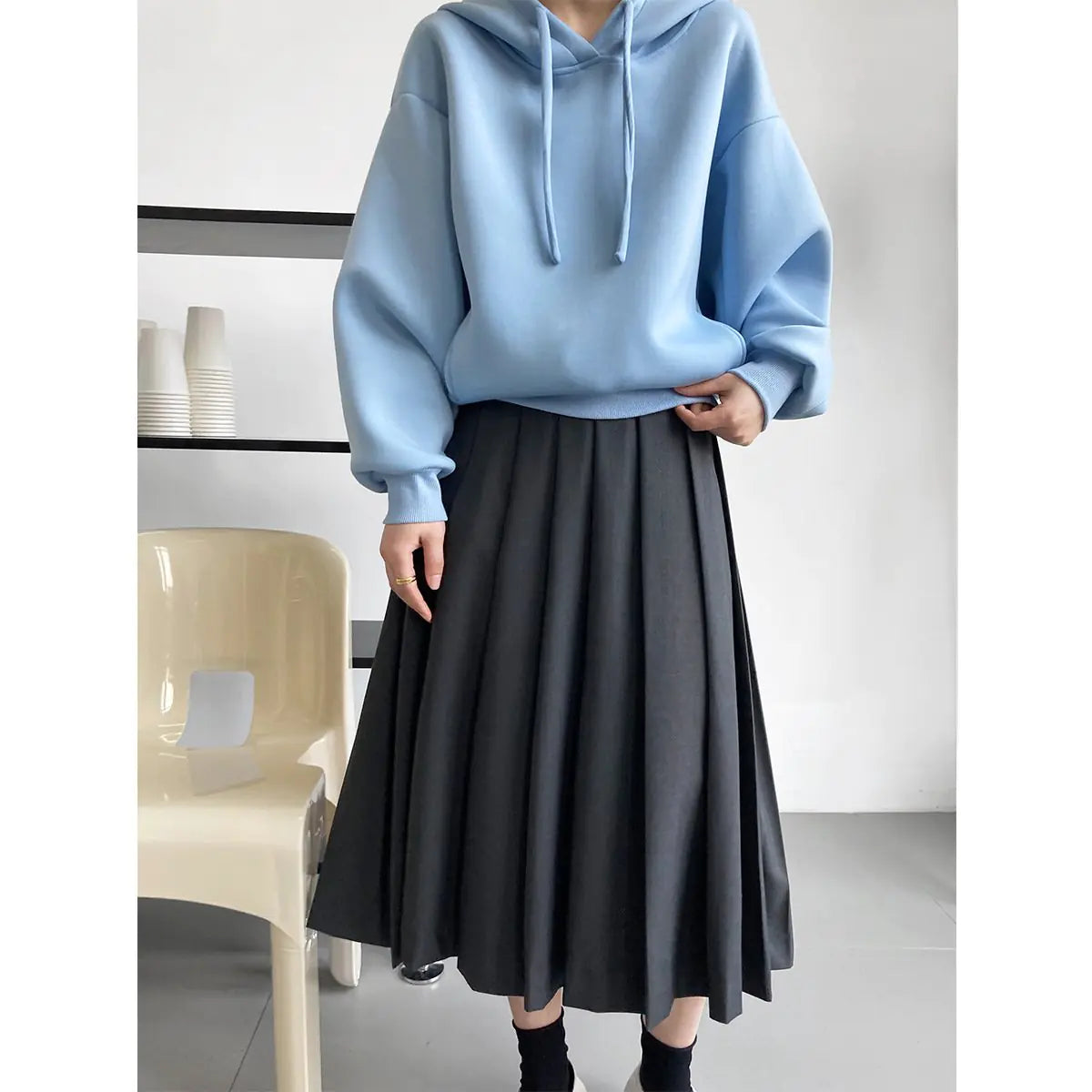 Draped High Waist Pleated Skirt