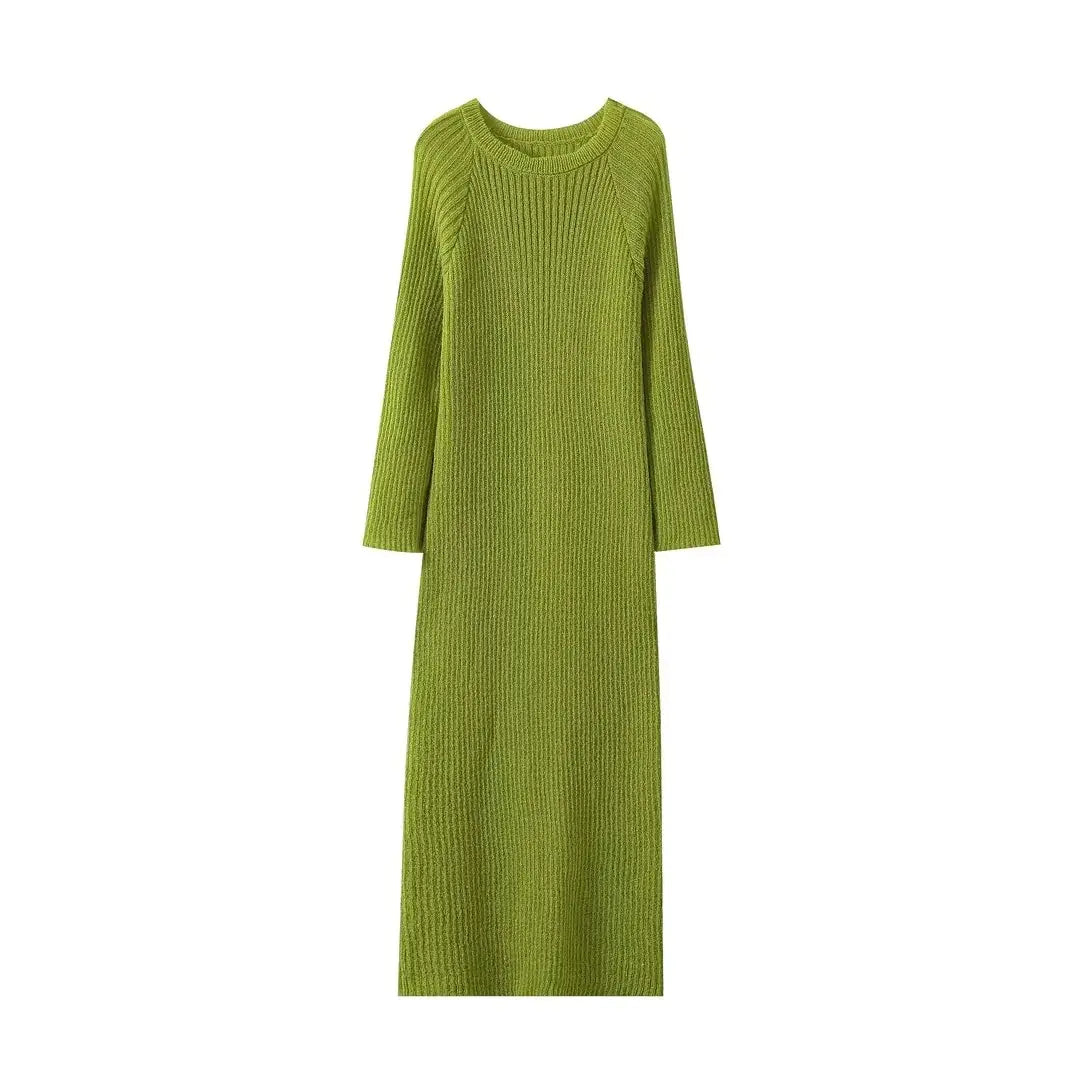 Women's Long Sleeve Round Neck Knit Dress