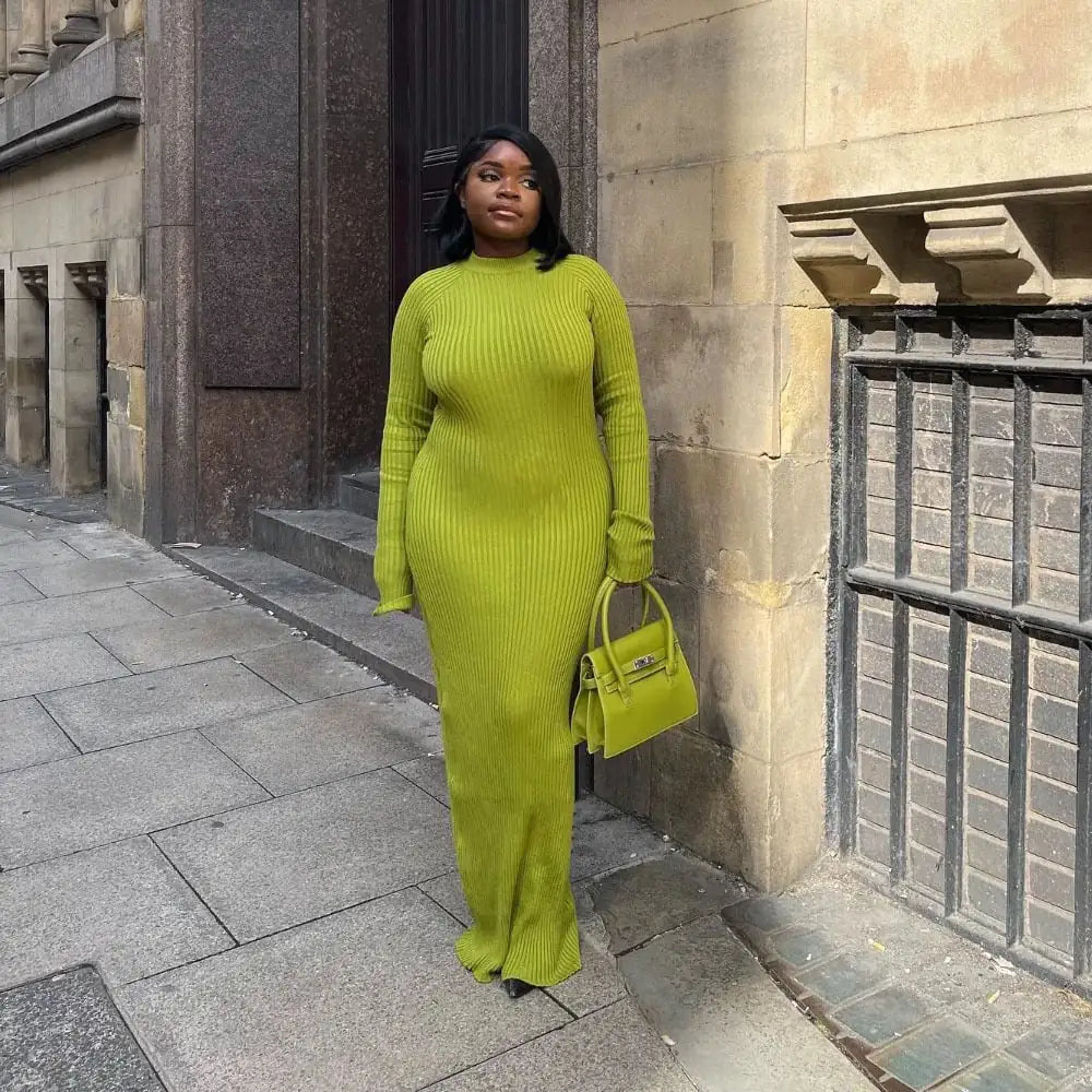 Women's Long Sleeve Round Neck Knit Dress