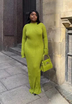 Women's Long Sleeve Round Neck Knit Dress
