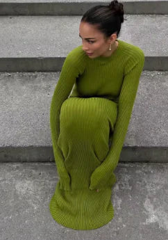 Women's Long Sleeve Round Neck Knit Dress
