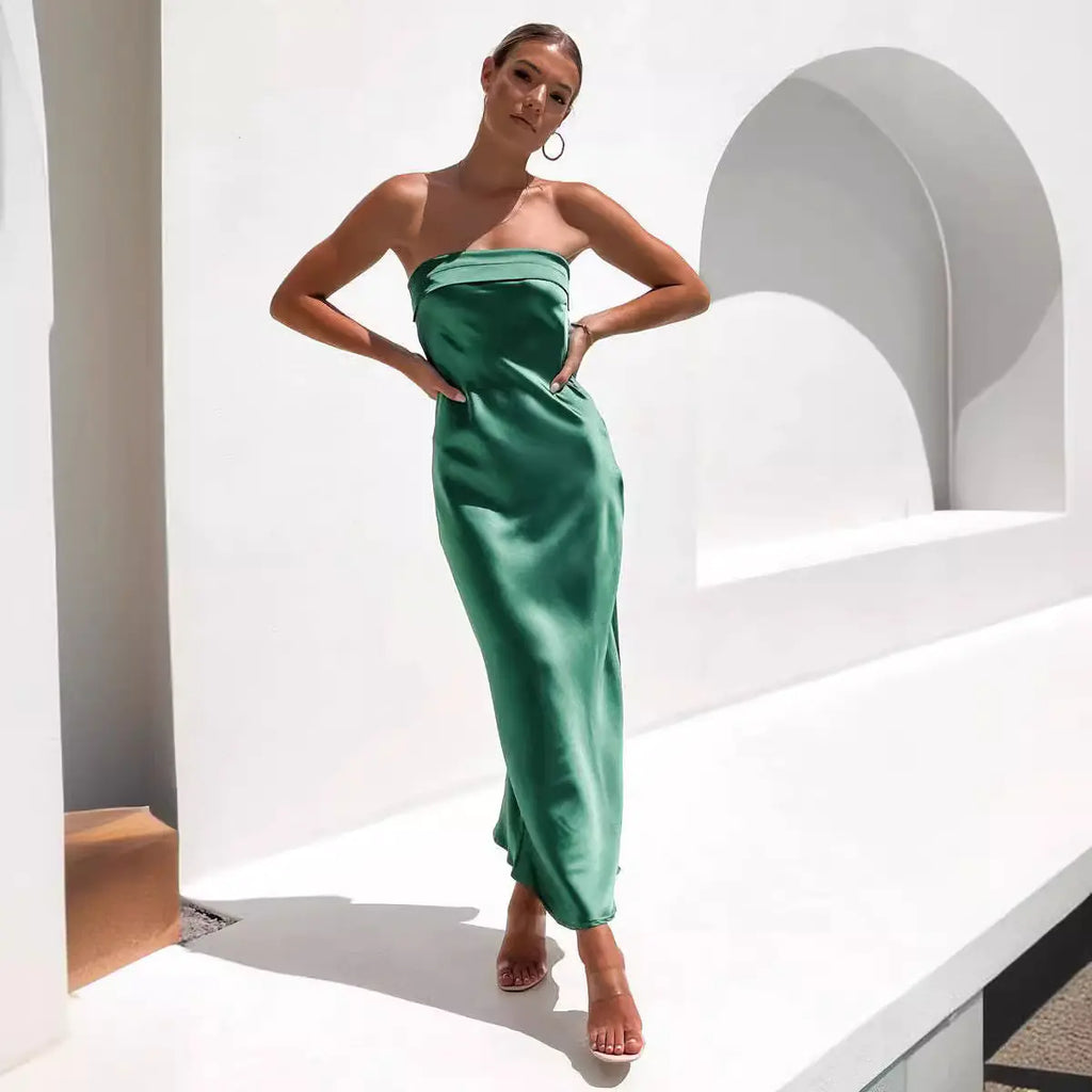 Summer Women’s Solid Color Backless Knit Dress