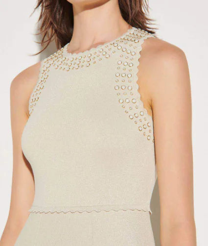 Summer Sleeveless Knit Dress with Studded Design